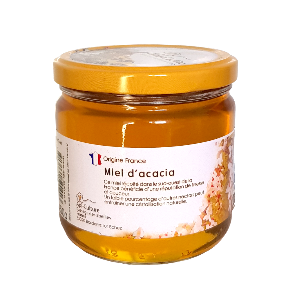 Miel 450g ACACIA couvercle jaune GS Origine France