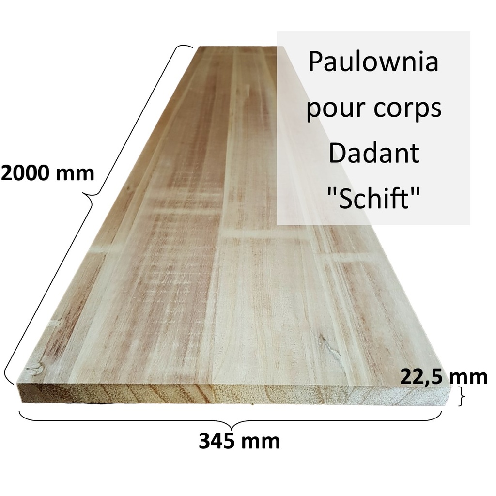 Bois de Paulownia 34,5 cm. / Corps Dadant "Schift"  23x345x2000mm ép 23mm.