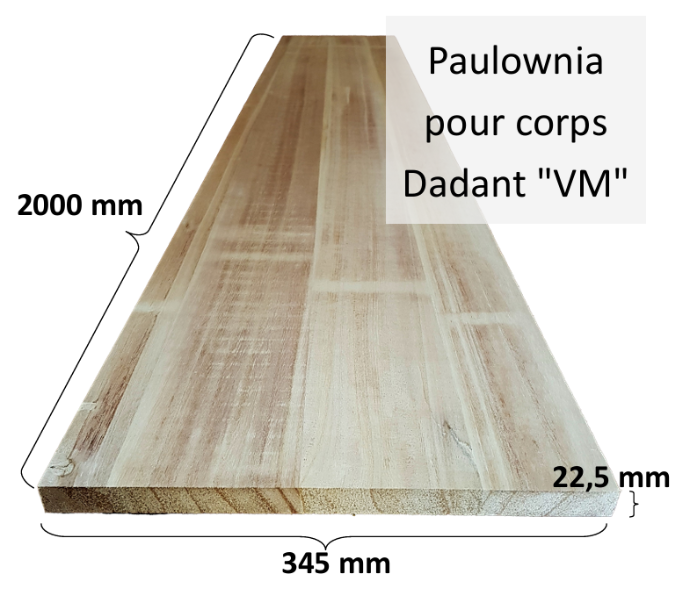 Bois de Paulownia 34,5 cm. / Corps Dadant "Surélevé"  23x345x2000mm ép 23mm. ~4,4kg