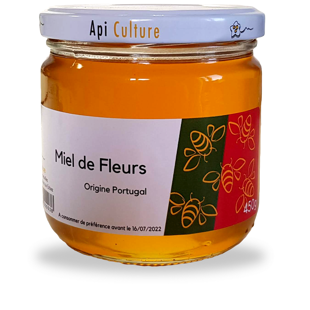 Miel 450g Fleurs Origine Portugal couvercle blanc