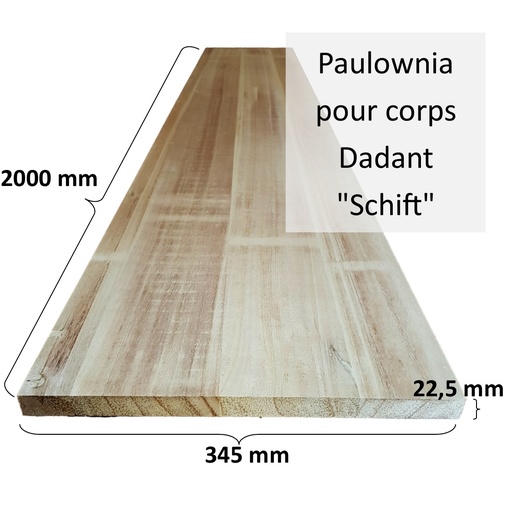 Bois de Paulownia 34,5 cm. / Corps Dadant "Schift"  23x345x2000mm ép 23mm.